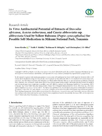 In Vitro Antibacterial Potential of Extracts of Sterculia Africana, Acacia Sieberiana,Andcassia Abbreviata Ssp