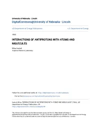 Interactions of Antiprotons with Atoms and Molecules