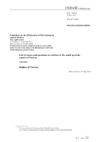 List of Issues and Questions in Relation to the Ninth Periodic Report of Norway