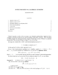 NOTES for MATH 7670, ALGEBRAIC GEOMETRY I Plan To