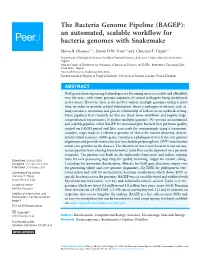 The Bacteria Genome Pipeline (BAGEP): an Automated, Scalable Workflow for Bacteria Genomes with Snakemake