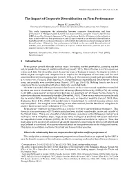 The Impact of Corporate Diversification on Firm Performance