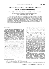 A Glucose Biosensor Based on Immobilization of Glucose Oxidase in Chitosan Network Matrix
