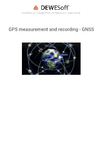 GPS Measurement and Recording - GNSS Introduction to GNSS Systems