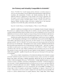 Are Potency and Actuality Compatible in Aristotle?