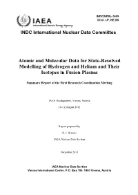 Atomic and Molecular Data for State-Resolved Modelling of Hydrogen and Helium and Their Isotopes in Fusion Plasma