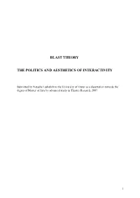 Blast Theory the Politics and Aesthetics of Interactivity