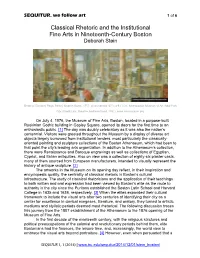 Classical Rhetoric and the Institutional Fine Arts in Nineteenth-Century Boston Deborah Stein