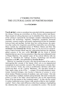 Cyborg Fictions: the Cultural Logic of Posthumanism