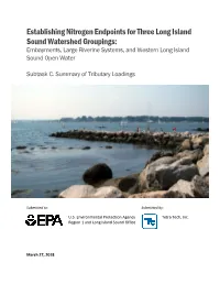 Establishing Nitrogen Endpoints for Three Long Island Sound Watershed Groupings: Embayments, Large Riverine Systems, and Western Long Island Sound Open Water