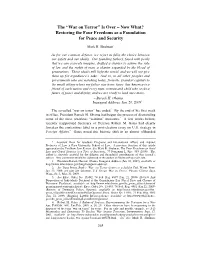 Is Over – Now What? Restoring the Four Freedoms As a Foundation for Peace and Security
