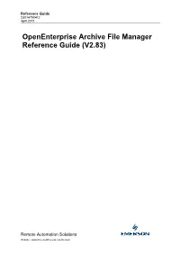 Openenterprise Archive File Manager Reference Guide (V2.83)