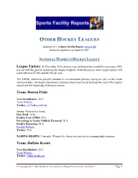 Other Hockey Leagues (Appendix 4.1)