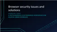 Browser Security Issues and Solutions