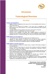 Chromium Toxicological Overview