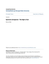 Epistemic Entrapment - the Right of Exit