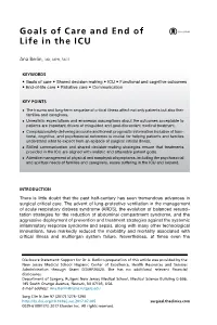 Goals of Care and End of Life in the ICU