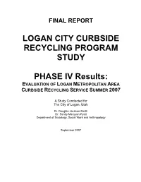 Logan City Curbside Recycling Program Study