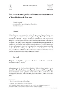 Metapedia and the Internationalization of Swedish Generic Fascism