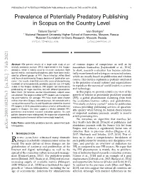 PREVALENCE of POTENTIALLY PREDATORY PUBLISHING in SCOPUS on the COUNTRY LEVEL 1 Prevalence of Potentially Predatory Publishing in Scopus on the Country Level
