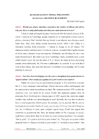 Quasi-Realism in Moral Philosophy an Interview with Simon Blackburn