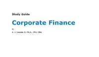 Study Guide Corporate Finance