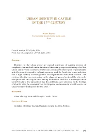 URBAN IDENTITY in CASTILE in the 15Th CENTURY