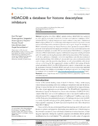 A Database for Histone Deacetylase Inhibitors