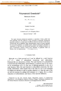 Polymatroid Greedoids” BERNHARD KORTE