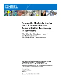 Renewable Electricity Use by the US Information And
