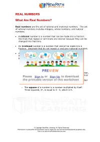 Study Guide Real Numbers