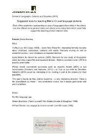 Suggested Texts for Teaching Film to A-Level Language Students
