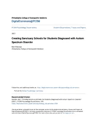 Creating Sanctuary Schools for Students Diagnosed with Autism Spectrum Disorder