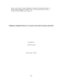 Foreign Credentials in a Multicultural Society