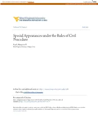 Special Appearances Under the Rules of Civil Procedure Ray L