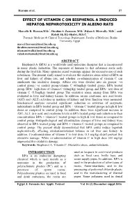 Effect of Vitamin C on Bisphenol a Induced Hepato& Nephrotoxicity in Albino Rats