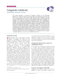 Linguistic Relativity Phillip Wolff∗ and Kevin J