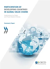 Participation of Developing Countries in Global Value Chains