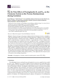 The in Vitro Effect of Prostaglandin E2 and F2α on the Chemerin System In