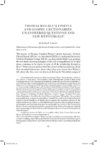 Thomas Wolsey's Epistle and Gospel Lectionaries