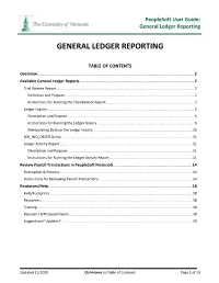 General Ledger Reporting
