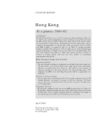 Hong Kong at a Glance: 2001-02