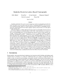 Symbolic Proofs for Lattice-Based Cryptography