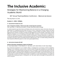 The Inclusive Academic: Strategies for Maintaining Balance in a Changing Academic World