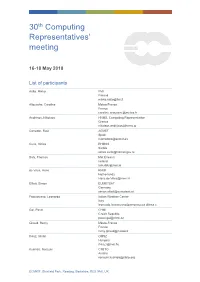 30Th Computing Representatives' Meeting