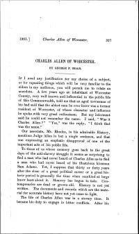 CHAELES ALLEN Or WOECESTEE. by GEORGE F
