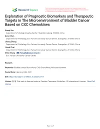 Exploration of Prognostic Biomarkers and Therapeutic Targets in the Microenvironment of Bladder Cancer Based on CXC Chemokines