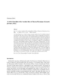 Federico Selvi a Critical Checklist of the Vascular Flora of Tuscan Maremma