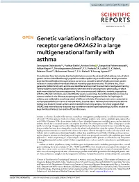 Genetic Variations in Olfactory Receptor Gene OR2AG2 in a Large