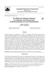 Language Education & Assessment the Effect of Cohesive Features In